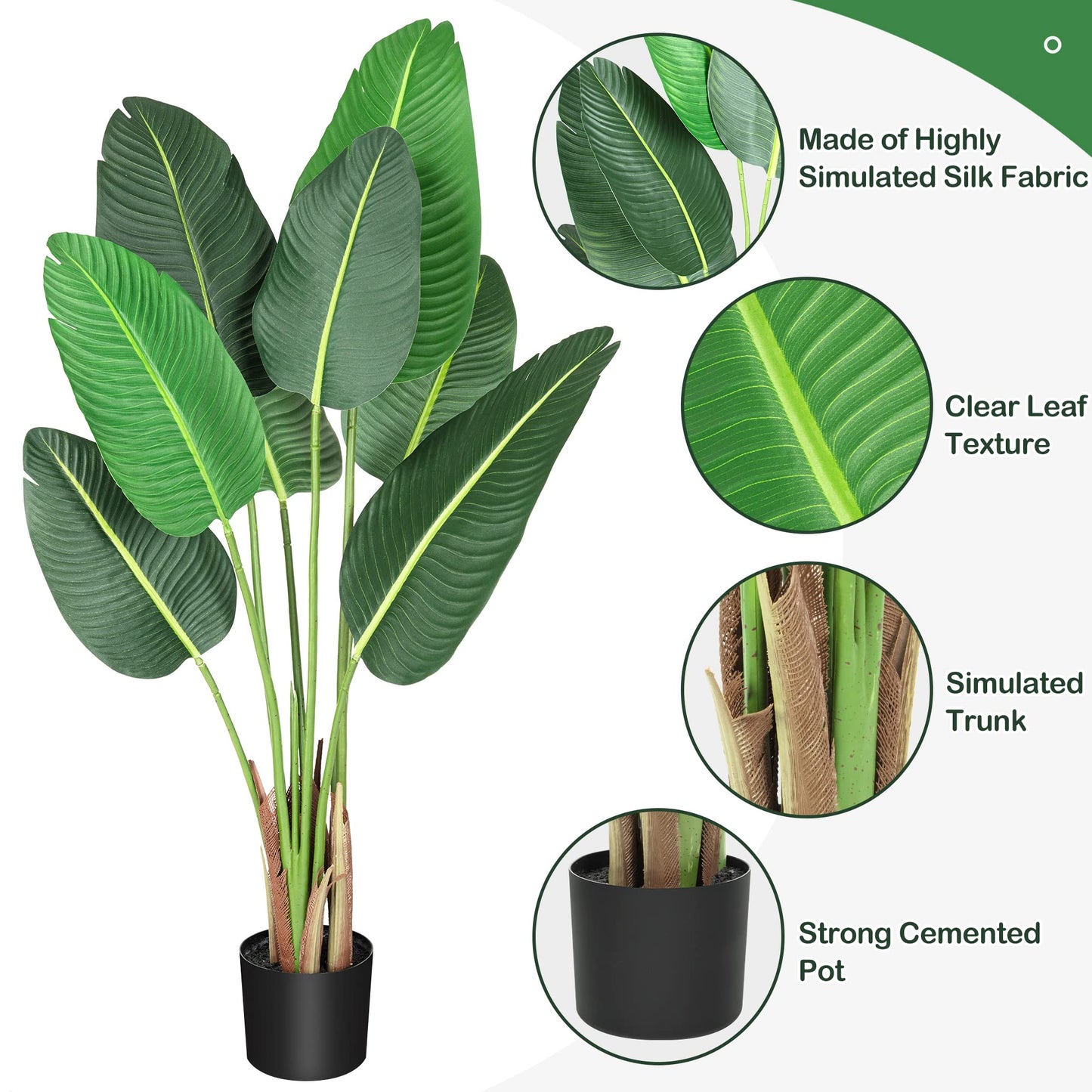 Alkmaar 48" Artificial Tree Bird of Paradise Artificial PlantFaux Plant for Home Decor Indoor Outdoor Office (48 inch-2 Pack)