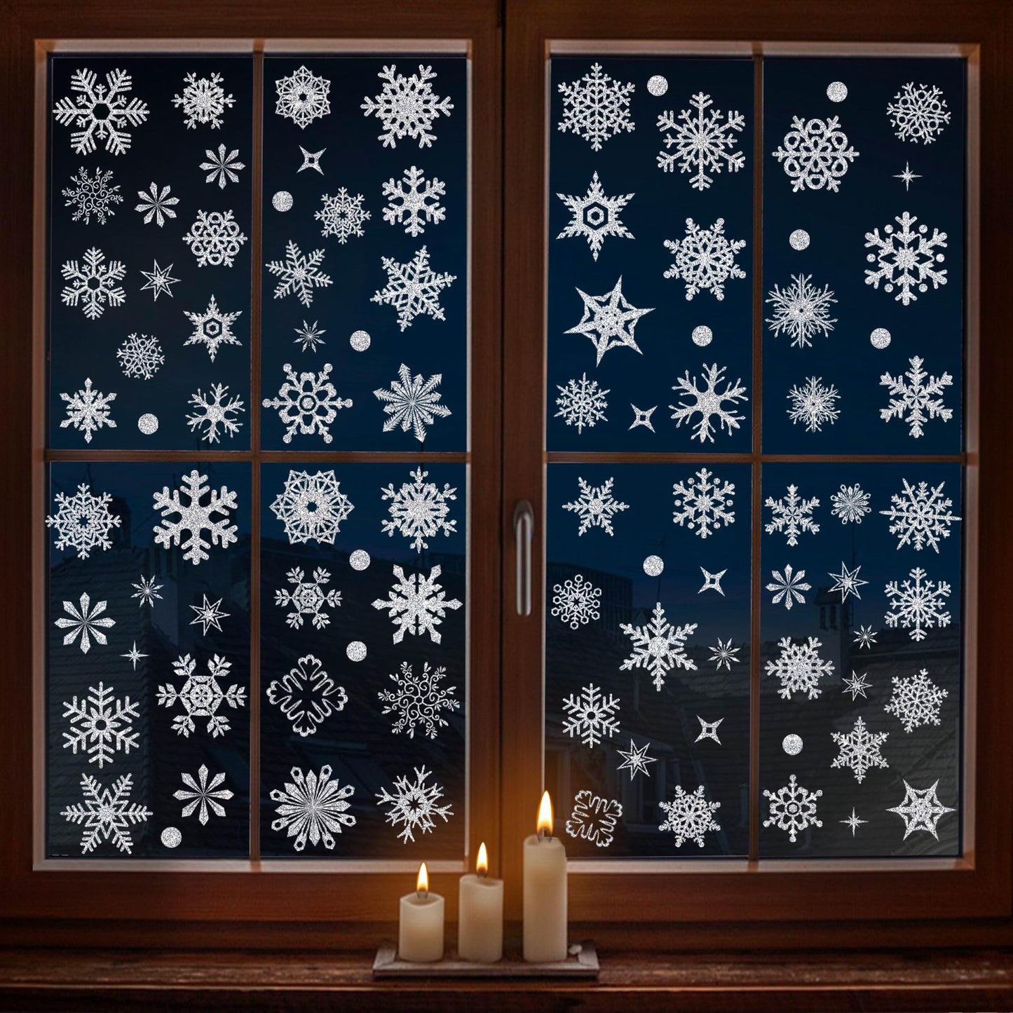 93pcs Christmas Sticker Decor,9 Sheets Christmas Window Decorations for Christmas Festival Decoration
