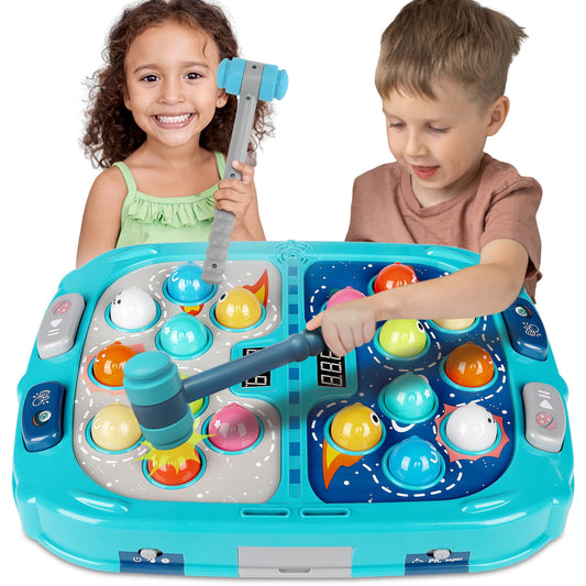 Hammering Pounding Game for Toddlers, Toys for 3+ Year Old Boys, Interactive Pounding Toy for Kids, 9 Speeds for Beginners/The Skilled/Experts to Challenge, 11x15Inch Pounding Toy with Sound and Light