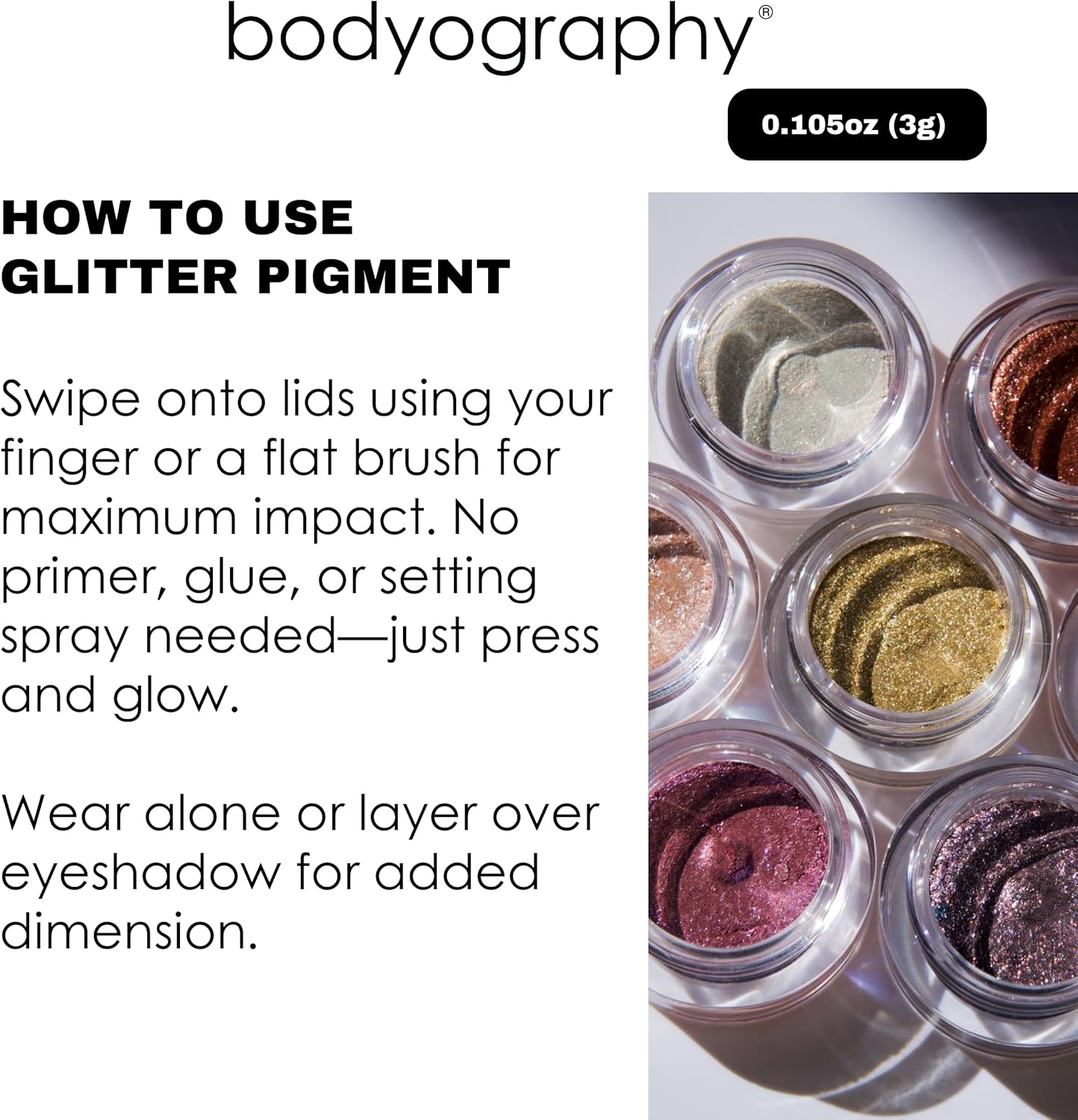 Bodyography Glitter Pigment - Caviar Smoky Brown for Women - 0.105 oz Eye Shadow