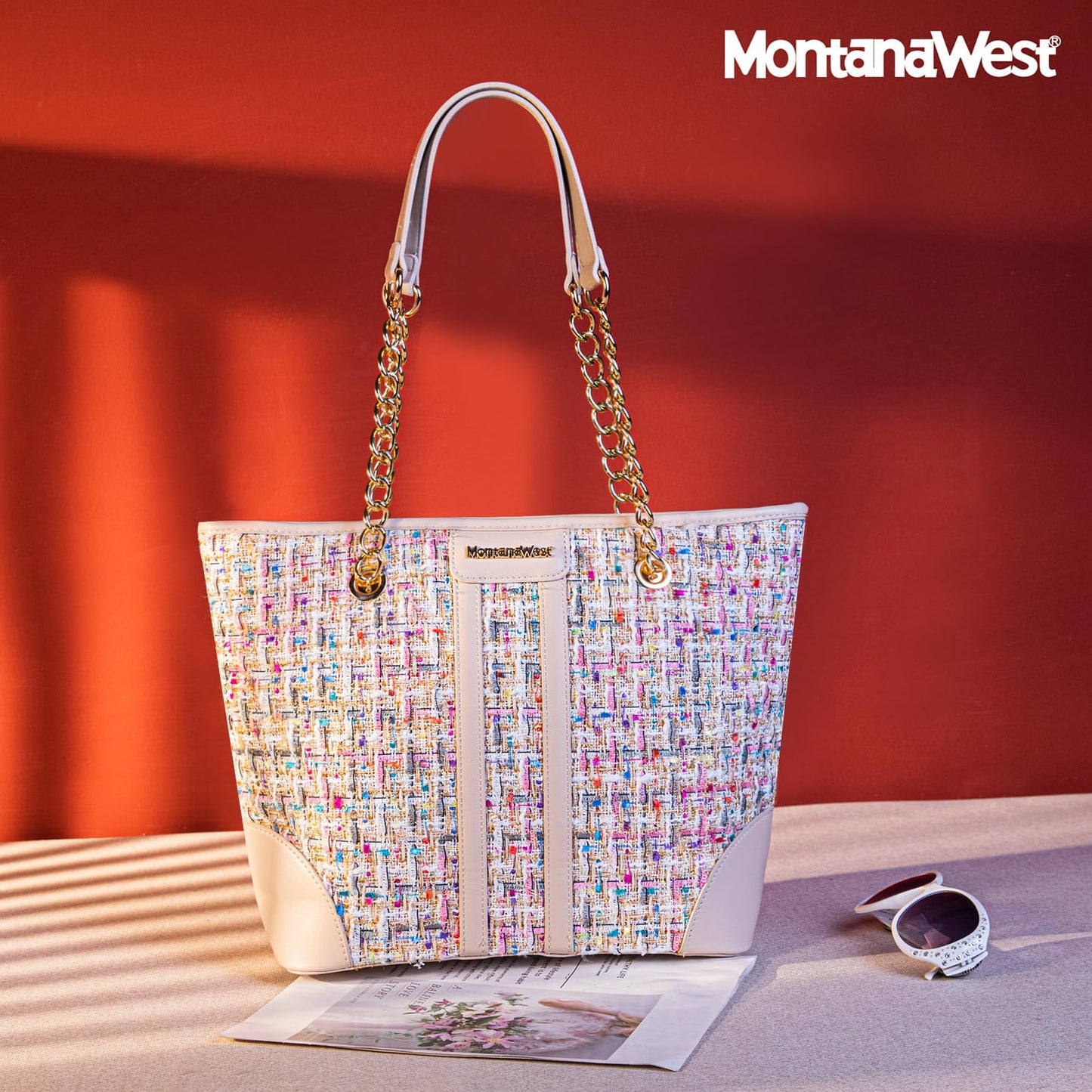 Montana West Tote Bag for Women Top Handle Shoulder Handbag Large Satchel Purse with Chain Strap Hobo Christmas Gift MWC-291BG