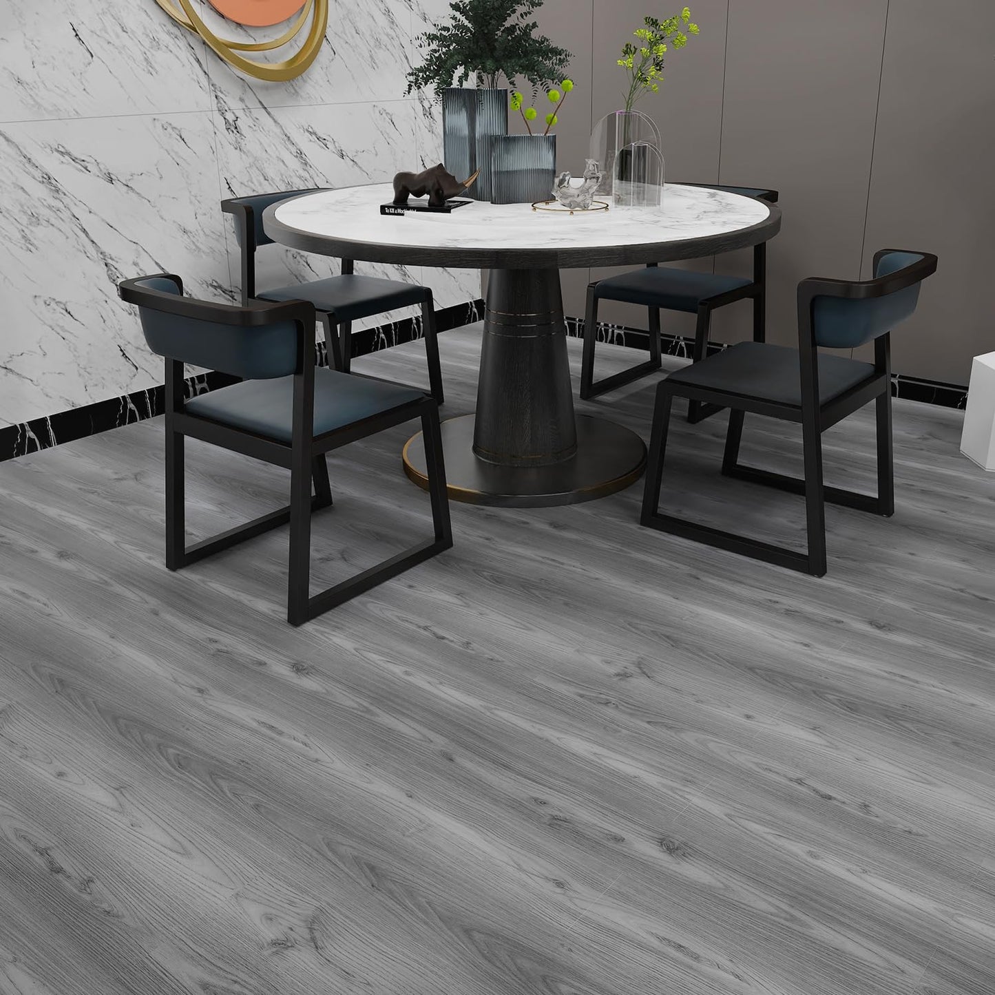 Grey Wood Peel and Stick Floor Tile, 36 Pack 54 Sq.Ft,(NO Sticky Residue Left) Vinyl Flooring Tiles Wood Plank, Self-Adhesive DIY Flooring for Bathroom,Bedroom, Living Room, (36" x 6") Nature Grey