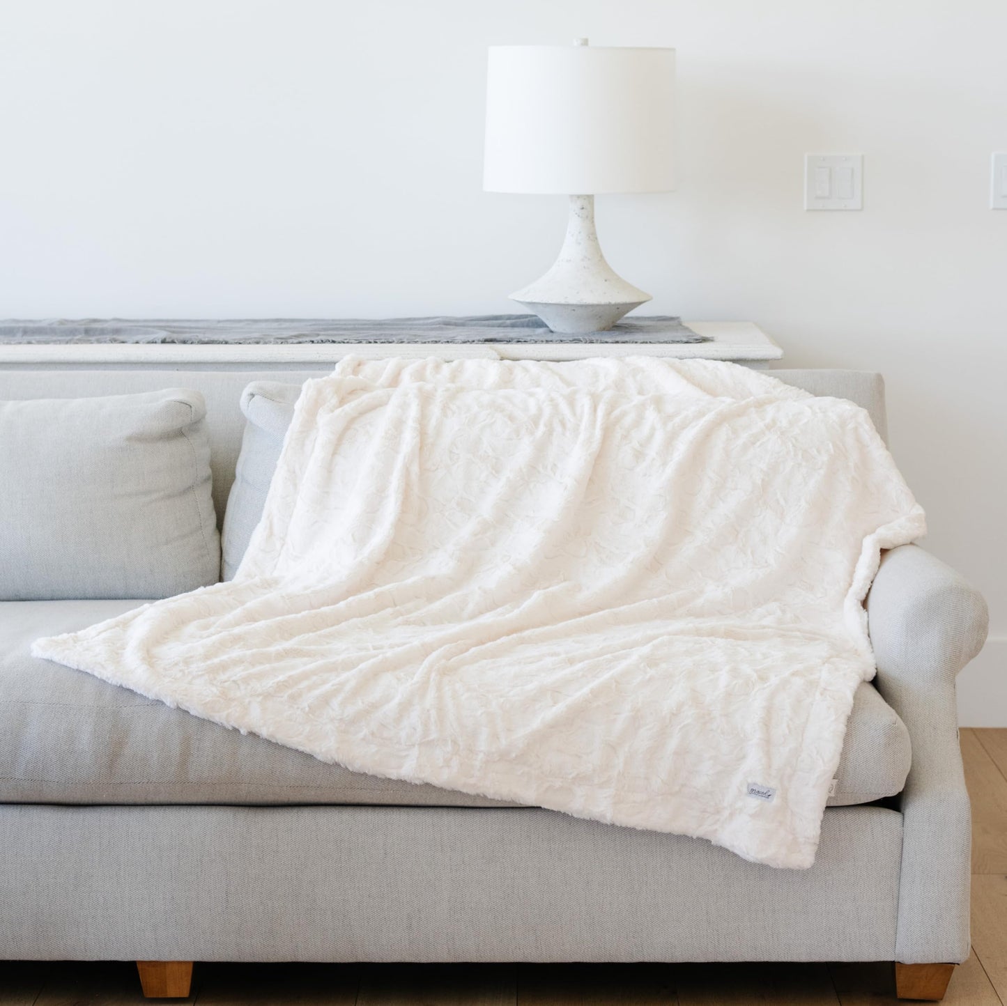 GRACED SOFT LUXURIES Throw Blanket Softest Warm Elegant Cozy Faux Fur Aesthetic for Travel, Home, Bed, Sofa, Couch, Living Room (Solid Ivory, Large 50" x 60")
