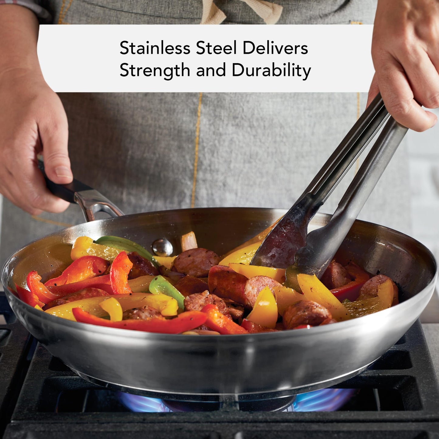 KitchenAid Stainless Steel Cookware/Pots and Pans Set, 10 Piece, Brushed Stainless Steel