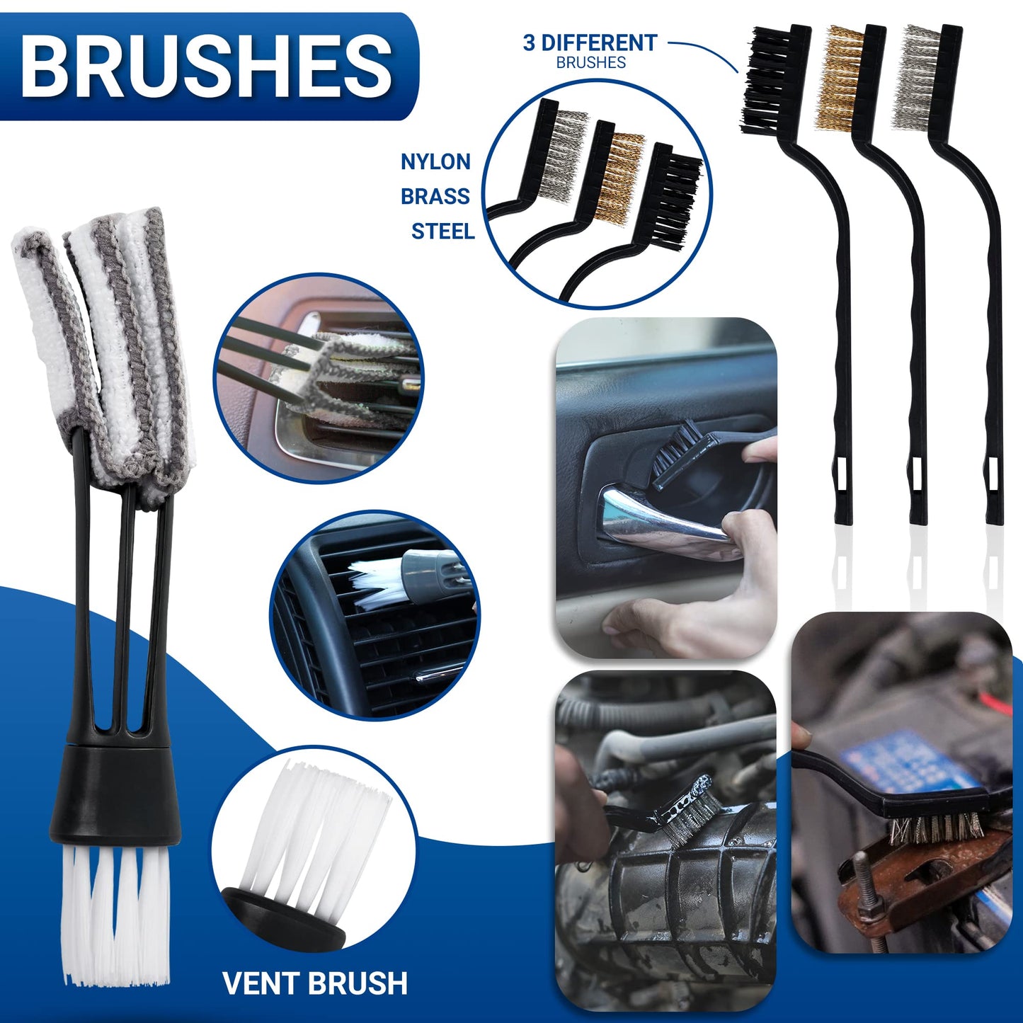 Cuoreca 31pcs Car Detailing Kit Interior and Exterior Cleaner, Car Cleaning Kit with Professional Car Detailing Brush Set, Car Wash Kit and Auto Detailing Kit. Reusable, Perfect for Cars and Bikes
