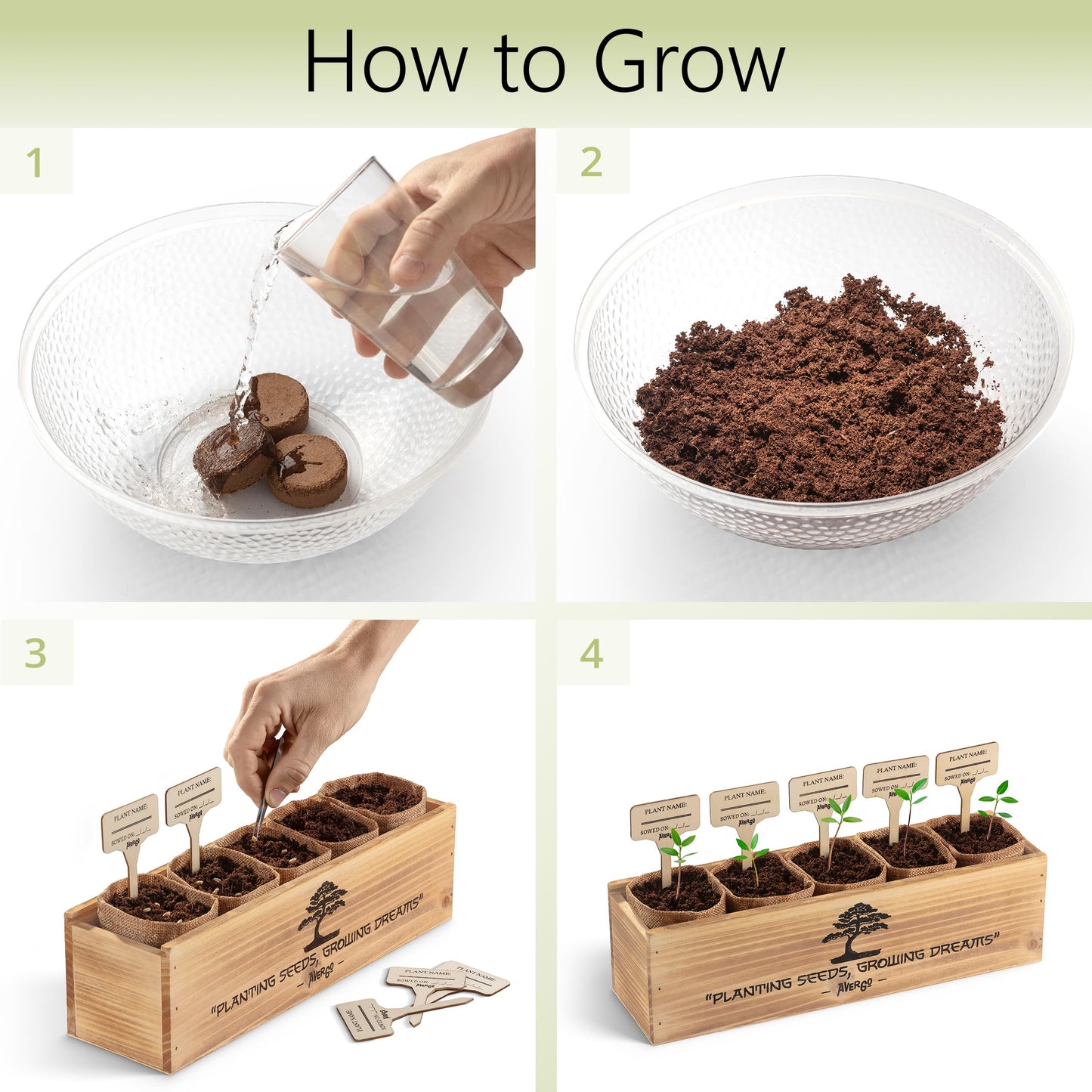 AVERGO Bonsai Tree Kit for Beginners – 5X Unique Japanese Bonzai Trees | Complete Indoor Starter Kit for Growing Plants with Bonsai Seeds, Tools & Planters – Gardening Gifts for Women & Men