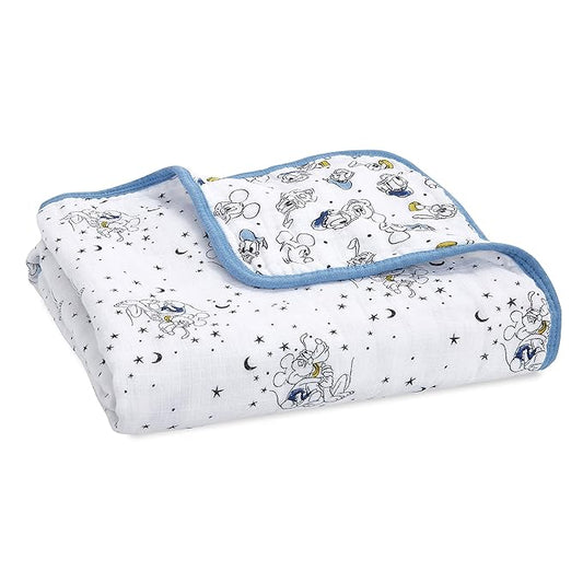 aden + anais Dream Blanket, Boutique Muslin Baby Blankets for Girls & Boys, Ideal Lightweight Newborn Nursery & Crib Blanket, Unisex Toddler & Infant Bedding, Shower Gifts, Mickey and Goofy Star Gazer