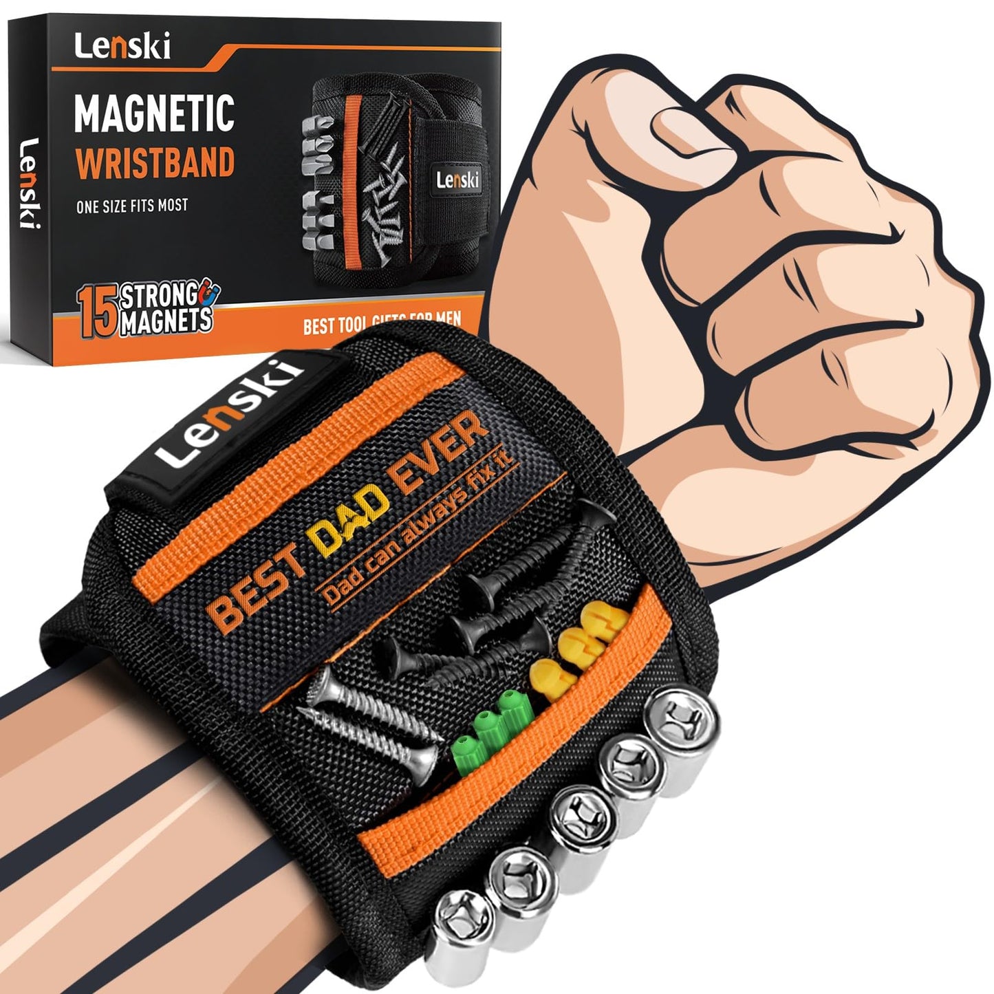 Lenski Fathers Day Dad Gifts from Daughter Wife Son, Magnetic Wristband Mens Gifts for Dad Gift for Fathers Day, Personalized Father's Day Gift Ideas, Gifts for Dad Who Wants Nothing