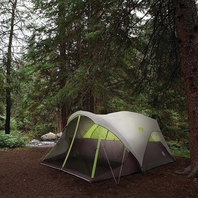 Coleman Steel Creek 6-Person Tent with Screened Porch & Integrated Rainfly, Weatherproof Tent with Screen Room Sets Up in Minutes, Fits Queen-Size Airbed