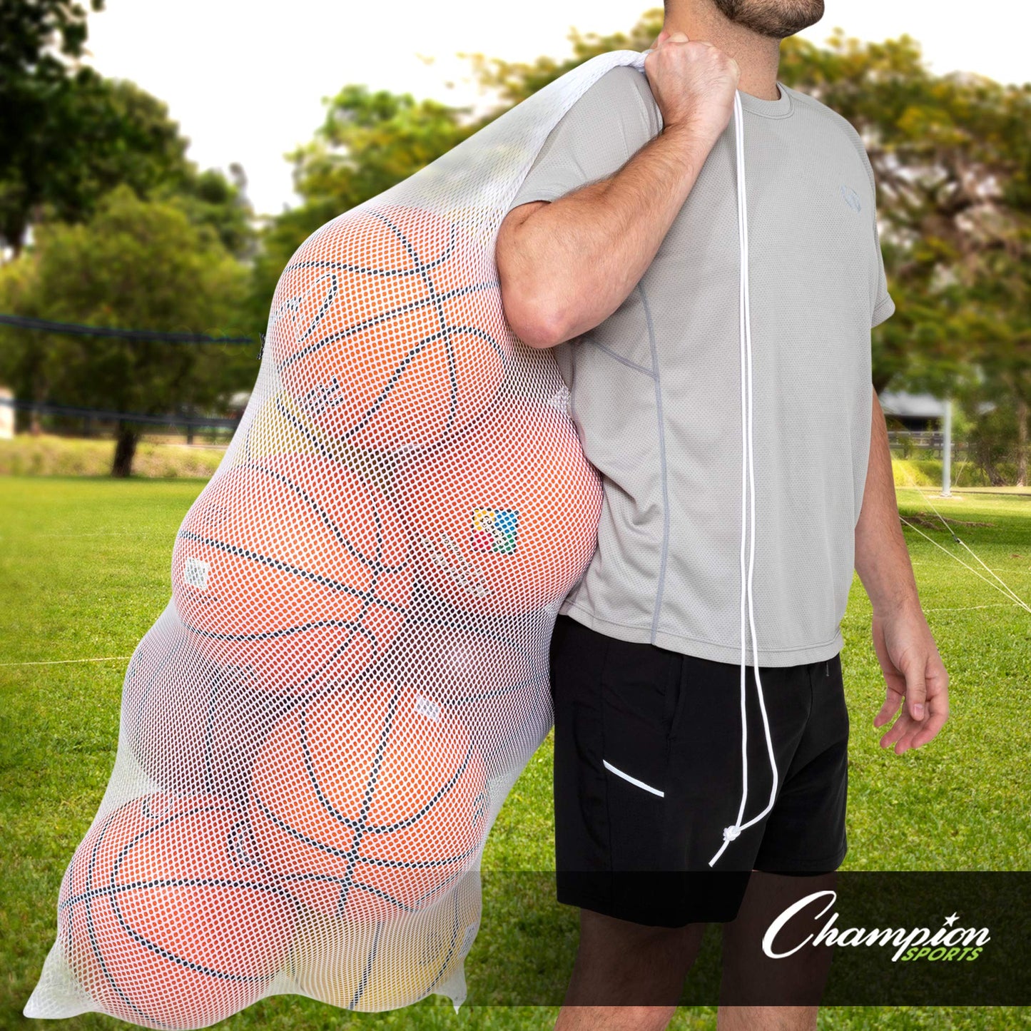 Champion Sports Mesh Equipment Bag Set of 6 (24" X 48"), Assorted Set