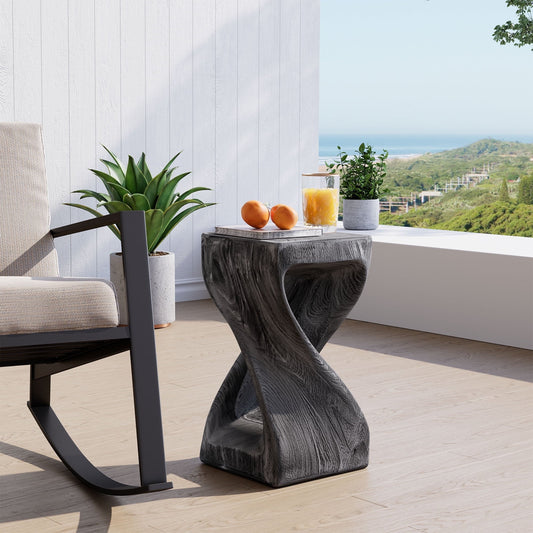 COSIEST Concrete Modern Side Table – 20 lbs End Table/Accent Table with Artistic Twist Design